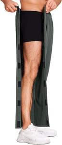 Pantalones de Baloncesto de Lona Ligera de Alta Calidad con Cintura Media, Estilo Desgarrado, para Hombre, con Aberturas Laterales Altas, Diseño de Parches y Cierre con Cordón, Estilo Urbano - Product Image 3