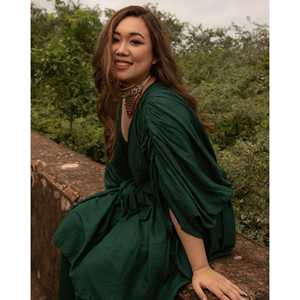 Ensemble haut en velours côtelé vert forêt pour femme, taille XS, respirant, manches trois-quarts, avec design unique de l'ensemble en velours côtelé - Product Image 6