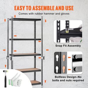 Scaffalatura Regolabile a 5 Ripiani per Garage, Capacità di Carico 907 kg - Product Image 3