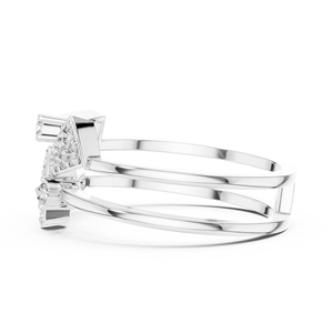 Ensemble de bagues en diamant de laboratoire taille prismatique étincelante, or blanc 18 carats plaqué rhodium, pierres latérales 0,28 carat, pour femme, fiançailles, soirée, cadeau glamour - Product Image 3