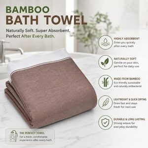 Serviette de bain en bambou, bord épais, légère, jacquard, écologique, sport - Product Image 5
