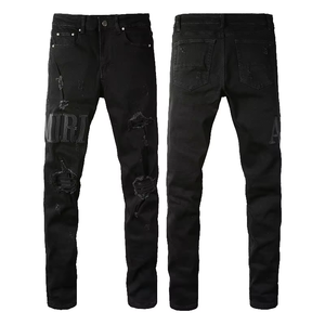 Ami - Pantalones vaqueros casuales de estilo americano para hombre, elásticos, transpirables, cortavientos, de color negro, estilo Xintang, de punto, lavados, para verano - Product Image 2