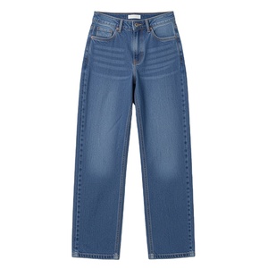 Jeans Mom Taille Haute Femme Coupe Droite Denim Délavé Vintage Extensible Mélange Coton Vente en Gros OEM ODM Personnalisé Grandes Tailles - Product Image 1