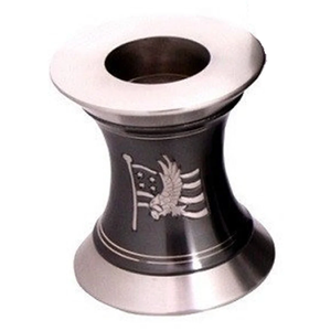 Urna Funeraria de Metal Azul y Latón Negro con Luz LED para Guardar Cenizas, Estilo Moderno - Product Image 2