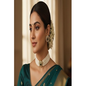 <b>Beautiful</b> Premium Quality Brass Gold Plated Beads Choker Set and <b>Earrings</b> for Women's Party Wedding Collection - Product Image 1