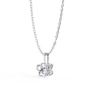 Collar con Colgante de Flor con Moissanita de Corte Brillante Redondo, Engaste de Garra, Plata 925, Cadena de Eslabones Bañada en Rodio, Estilo Clásico - Product Image 1