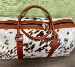 Sac de voyage en cuir véritable à poils, style vintage, avec fermeture éclair, grande capacité, unisexe, pour week-end, LHDB-0015 - Product Image 2