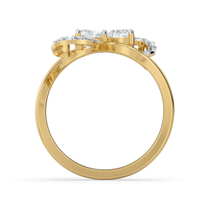 Anillo de compromiso con diamante talla corazón y mariposa en oro amarillo para mujer, estilo romántico - Product Image 3