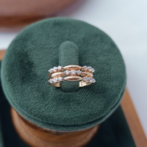 Namivaa 18K Solid Rose <b>Gold</b> Diamond Stackable <b>Ring</b> <b>Set</b> Multi Band Beaded Design Elegant Minimalist Wedding Women Jewelry Gift - Product Image 3