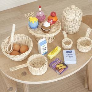 Juguetes de simulación, soporte para pasteles y taza de té, juego de cocina de ratán, juguetes naturales hechos a mano para juegos de rol para niños en edad preescolar - Product Image 6