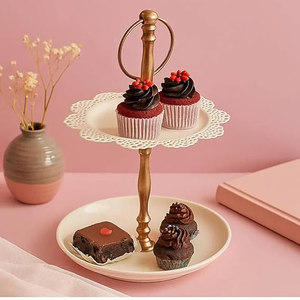 Support à gâteaux et cupcakes à 2 niveaux, support de service polyvalent en acier doux, plateau de service multicouche pour desserts - Product Image 4