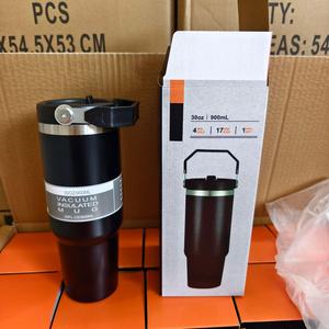Mug de voyage isotherme minimaliste en acier inoxydable à double paroi avec couvercle à visser, motif rayé unisexe, écologique, pour le camping, compatible lave-vaisselle - Product Image 6