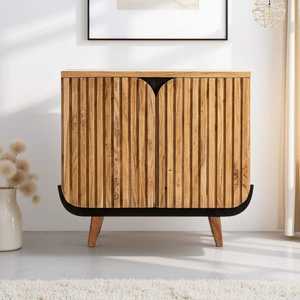 Aparador de Madera de Acacia Resistente de 2 Puertas, Diseño Moderno de Estilo Rústico, Mueble Duradero para Cocina, Sala de Estar y Comedor - Product Image 1