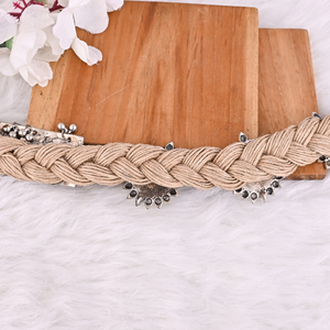 สร้อยคอประดับขนนกยูงแบบถักสไตล์โบโฮจากเชือกปอกระเจา - Product Image 5