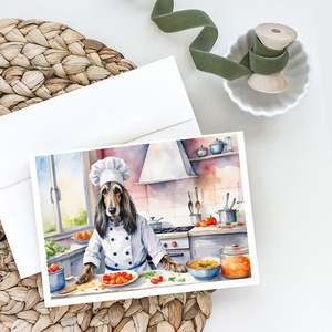 Whimsical A7 Tamaño 5x7 Tarjetas de notas en blanco 'Afghan Hound the Chef' Design Pack de 8 con sobres para saludos - Product Image 2