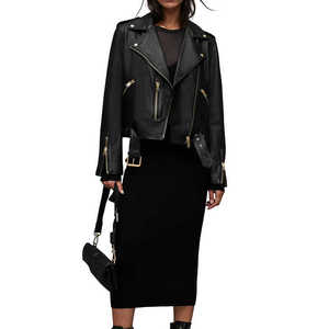 Veste en cuir de vachette noir véritable OEM 2026 pour femme, 100 % haute qualité, teinte unie, écologique, chauffante, sur mesure, pour l'hiver - Product Image 2