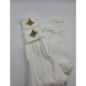 <b>Hot</b> Sell Scottish Masonic Design White Kilt Hose <b>Socks</b> Custom Handmade Highland Tartan Wear <b>Socks</b> Accessories - Product Image 2