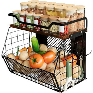 Étagères et unités de rangement multifonctionnelles à 2 niveaux en métal de qualité supérieure pour fruits, légumes et collations - Product Image 1
