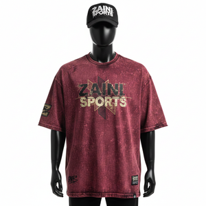 T-shirt homme en coton jersey délavé, couleur rouge vintage, logo en strass thermocollés, 100% coton, coupe ample, imprimé. - Product Image 6