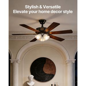 Kit de ventilateur de plafond à 6 pales, 3000K, 750lm, 3 lumières, avec interrupteur à chaîne, pour salon, chambre et luminaires de remplacement - Product Image 5