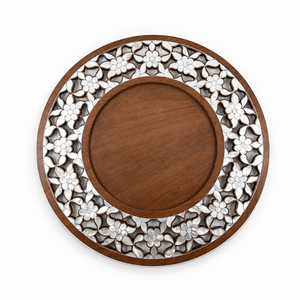 Plateau de service élégant en bois fait main avec mosaïque de nacre – Plat décoratif de luxe pour la maison et la salle à manger - Product Image 1