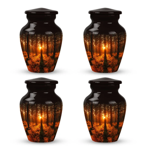 Chocolate Metal Human <b>Ashes</b> Urn Adult Cremation <b>Keepsake</b> Urn Forest Sunset Memorial Vase Custom - Product Image 4