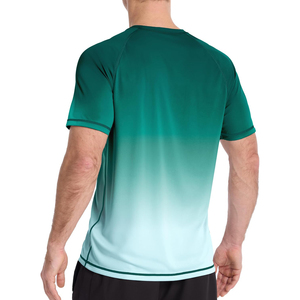 <b>Men's</b> Gradient Color Short Sleeve Rash Guard Quick Dry UPF50+ Eco-Friendly Breathable Spandex/Polyester Shirt Adult <b>Swim</b> <b>Top</b> - Product Image 2