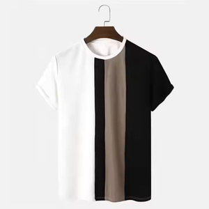 T-shirt à col rond pour homme, manches courtes, coupe classique, design uni, tricoté, 100% coton, respirant, 220g - Product Image 3