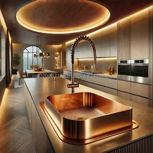 Évier de cuisine en cuivre à tablier exquis avec design artisanal et bassin profond idéal pour les cuisines à thème de ferme - Product Image 4