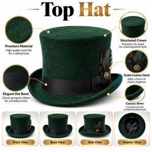 Chapeau haut de forme élégant fabriqué avec un tissu durable, ajustement confortable, structure légère, apparence élégante, finition soignée, OEM personnalisé - Product Image 6