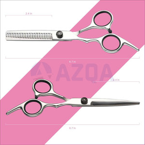Ensemble de 7 ciseaux professionnels pour la coupe et l'amincissement des cheveux, avec peignes et étui en cuir PU, pour usage en salon - Product Image 6