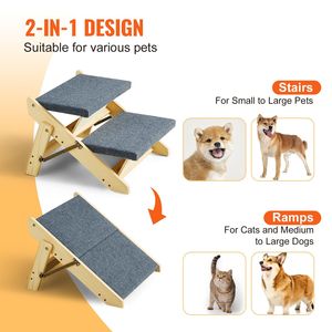 Rampa per Animali Domestici 2-in-1 Convertibile in Legno, Scala per Cani per Letti, Divani e Veicoli, Supporta Animali di Piccola e Grande Taglia fino a 1 Tonnellata - Product Image 3