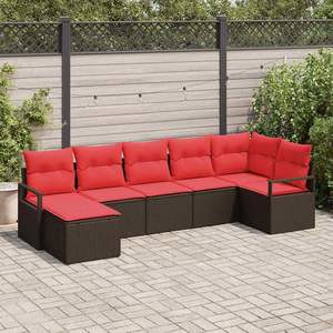 Juego de sofás de jardín de ratán sintético marrón de 7 piezas con cojines - Product Image 3