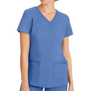 New Fashion Womens <b>Scrub</b> <b>Tops</b> Comfortable To Wear Breathable Plus Size Customized Color Logo OEM Service Hospital <b>Scrub</b> - Product Image 6