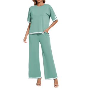 Conjunto de 2 Piezas para Mujer, Mezcla de Algodón, Corte Holgado, Estilo Casual, Venta al Por Mayor, Proveedor de Fábrica - Product Image 4