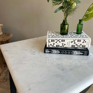 <b>Black</b> Wooden <b>Side</b> <b>Table</b> with White <b>Marble</b> Top Square End <b>Table</b> for Living Room - Product Image 5