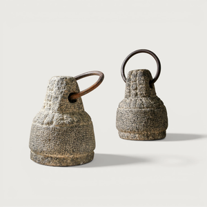 Tope de puerta de piedra antiguo hecho a mano con anillo de hierro, removible, rústico, pesado, decorativo vintage para el hogar - Product Image 5