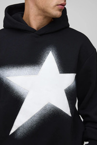 Conjunto de Sudadera con Capucha y Pantalones Deportivos Extra Grandes con Estampado de Estrellas para Hombre, Ropa Deportiva Premium, Conjunto de Sudadera con Capucha y Pantalones Deportivos Negros con Estampado Gráfico - Product Image 3