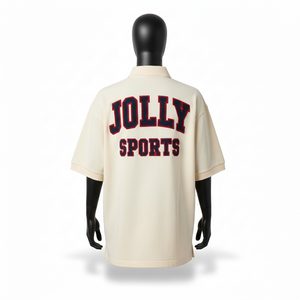 Polo en jersey de coton épais 220 GSM pour homme, crème, rouge, bleu marine, avec motif aigle, logo personnalisé par transfert thermique, coupe ajustée, évacuation de l'humidité - Product Image 2