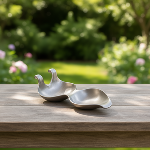 Reposacucharas de Aluminio Hecho a Mano con Diseño de Doble Lóbulo - Soporte Metálico Artesanal para Cubiertos de Mesa de Comedor - Product Image 3