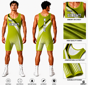 Combinaison de lutte personnalisée pour homme, impression par sublimation, Spandex/Polyester 260g, légère, respirante, séchage rapide, devant - Product Image 1