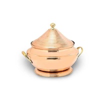 Plat à chafing vintage en cuivre, avec poignée en alliage d'aluminium émaillé, idéal pour servir des aliments chauds lors de mariages et banquets