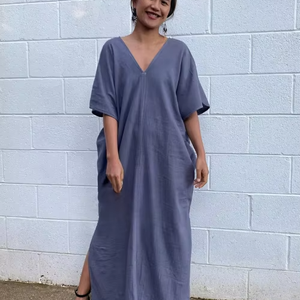 Robe Kaftan pour femmes, robe maxi en coton double gaze, robe ample et décontractée pour l'été, vêtements de détente, prix d'usine - Product Image 1