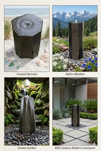 Fuente de Columna de Basalto Natural Premium de 100 cm, Pulida por 3 Lados, Monolito de Lujo para Jardín, Decoración Acuática - Product Image 3