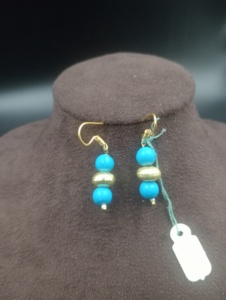 Pendientes de Aro Chapados en Oro con Perlas Naturales y Turquesa, Estilo Vintage, con Bolas Colgantes, Joyería de Moda para Mujer, Imitación de Latón, para Fiesta - Product Image 2
