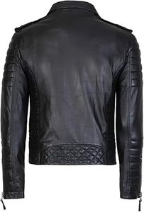 Men's Black REAL Lambskin Leather <b>Biker</b> <b>Jacket</b> VINTAGE GENUINE MOTORCYCLE <b>JACKETS</b> FOR MEN - Product Image 2