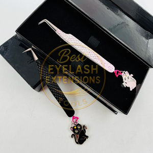 Nouvelle pince à cils magnétique à 90 degrés avec revêtement en poudre de couleur variée, porte-clés chat, logo personnalisé, outils de beauté - Product Image 4