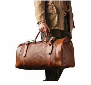 Bolsa de Viaje de Cuero Genuino de Alta Calidad, Cierre de Cremallera, 20-35L, Diseño con Patrones, Ligera, Estilo Vintage, Unisex para Adultos - Product Image 4