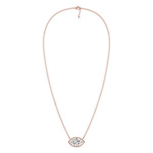 Collar con colgante solitario de corte marquesa con bisel - Product Image 6