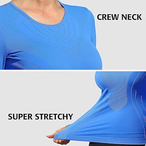 Haut de sport sans couture à manches longues pour femme, idéal pour le yoga, la course et l'entraînement en salle de sport - Product Image 3